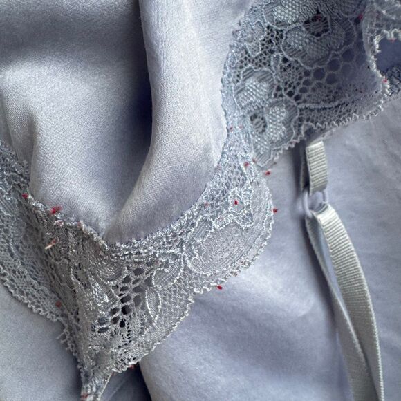 Vintage 100% Silk Lavender Blue Purple Slip Dress Size Small Lace Trim Intimissi - Picture 10 of 11